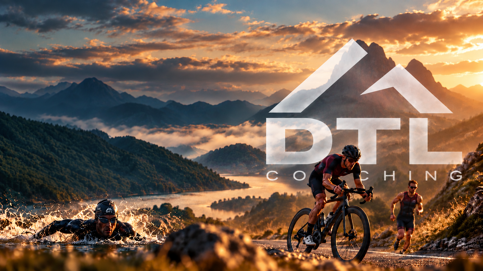 Illustrative endurance triathlon scene